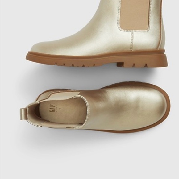 GAP Kids Metallic Gold Ankle Boots - Picture 1 of 3
